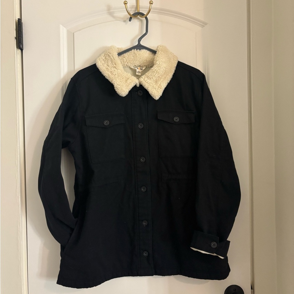 Black Sherpa-Lined Jacket
